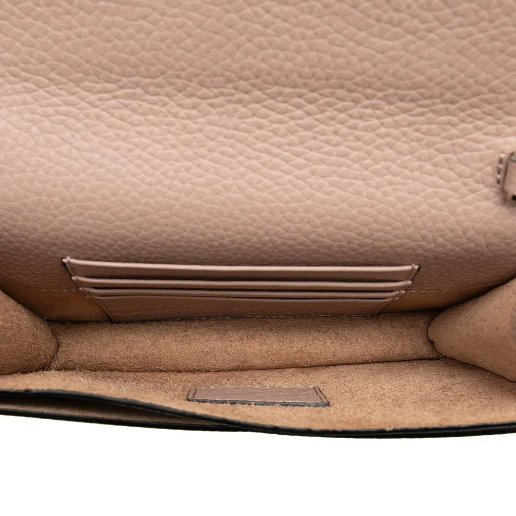 Valentino Pebbled Calfskin Rockstud Envelope Wallet on Chain Brown Leather Very good - Model View