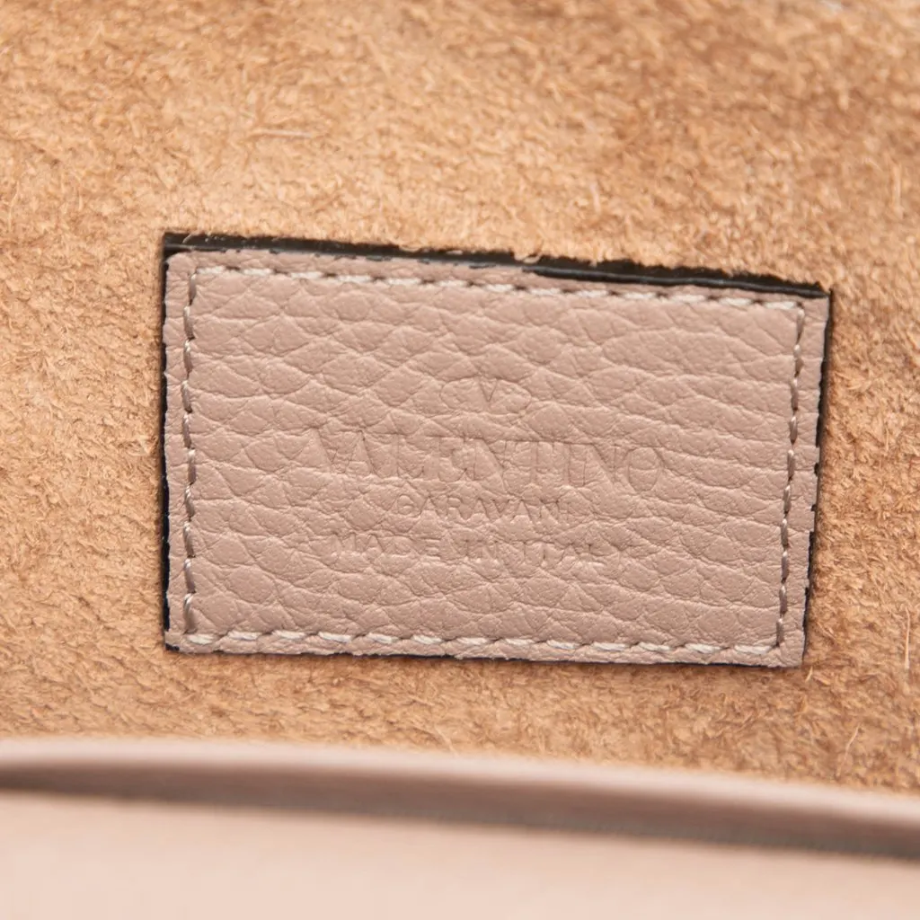 Valentino Pebbled Calfskin Rockstud Envelope Wallet on Chain Brown Leather Very good - Box View