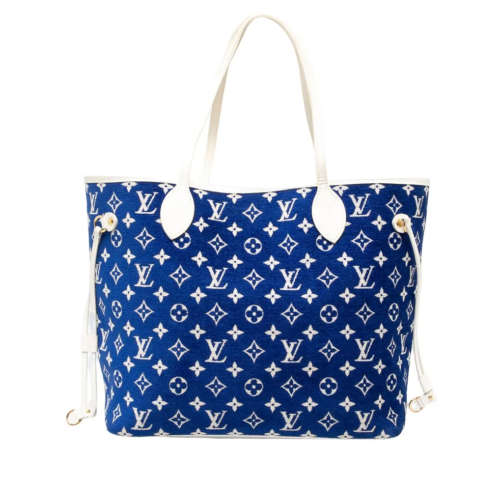 Louis Vuitton LV Match Monogram Jacquard Velvet Neverfull MM Blue Jacquard Very good - Front View