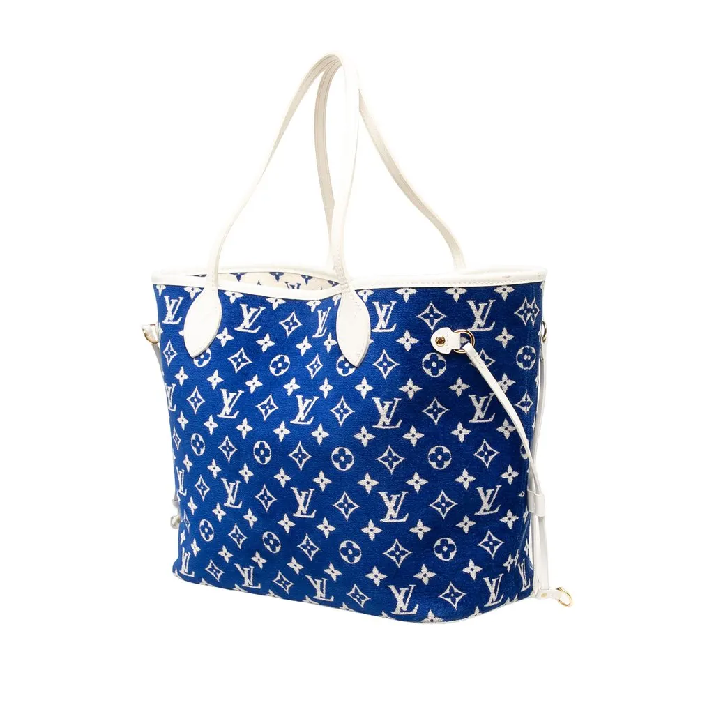 Louis Vuitton LV Match Monogram Jacquard Velvet Neverfull MM Blue Jacquard Very good - Back View