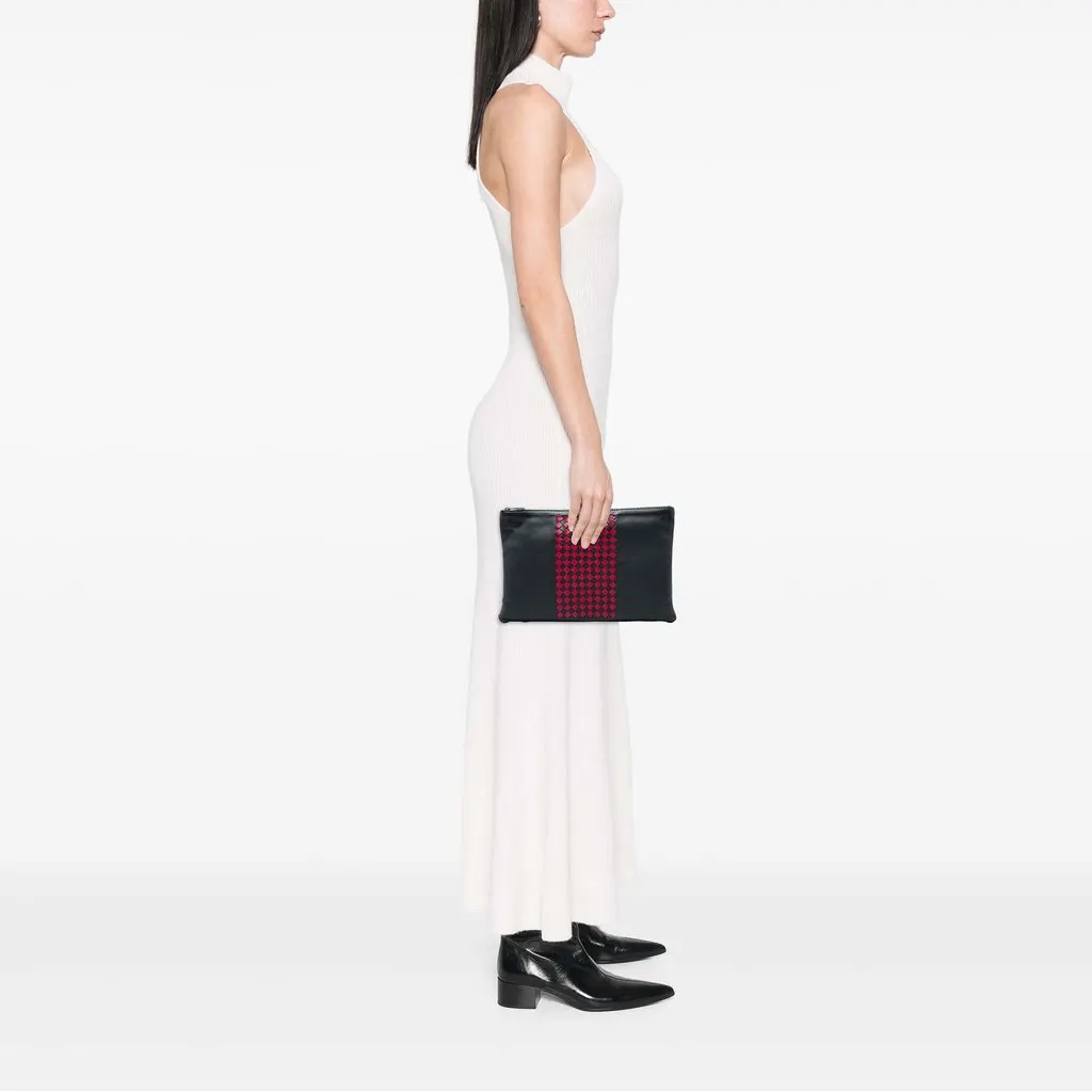 Bottega Veneta Intrecciato Trimmed Bicolor Nappa Clutch Black Leather Very good - Box View