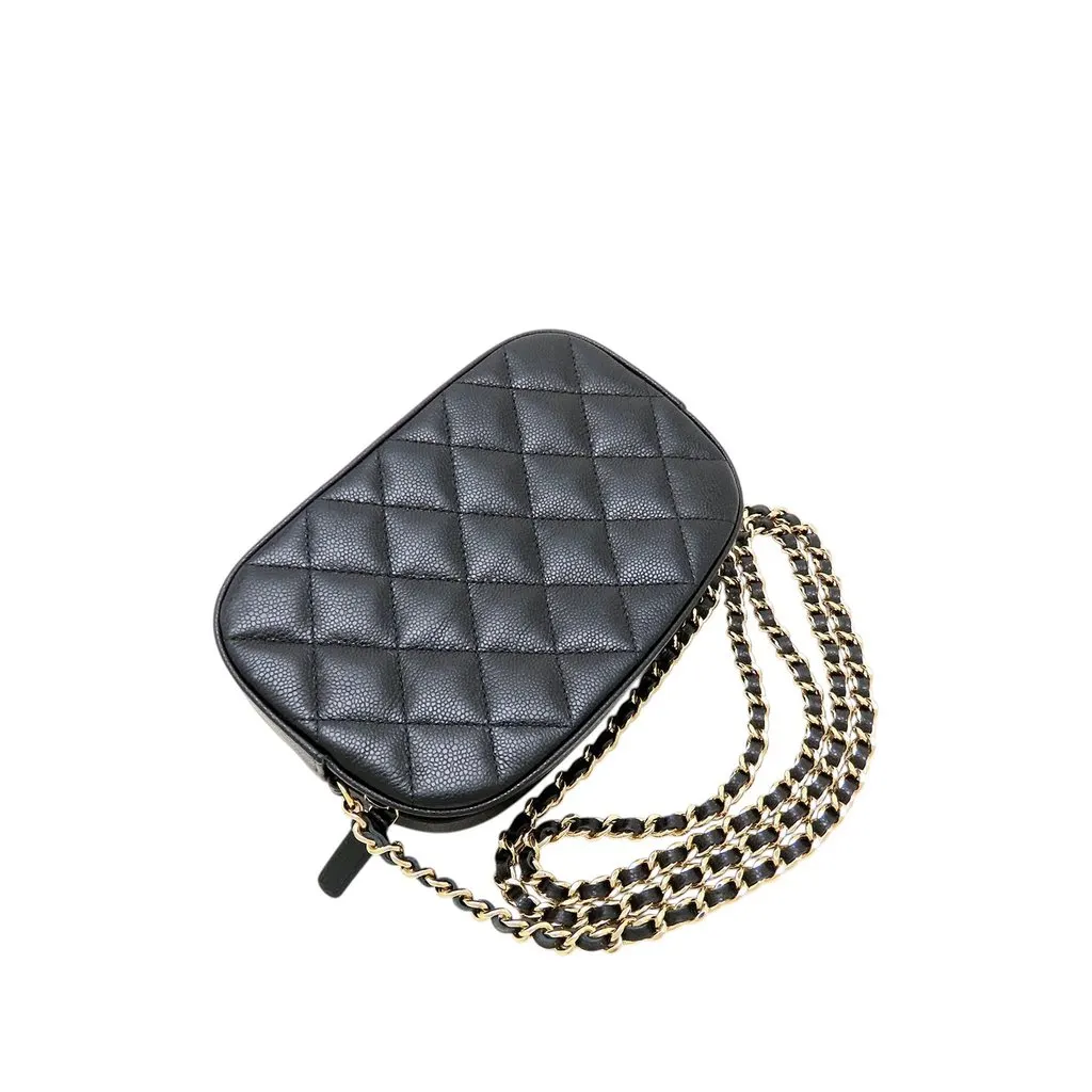 Chanel CC Quilted Caviar Camera Bag Black Leather Very good - Back View