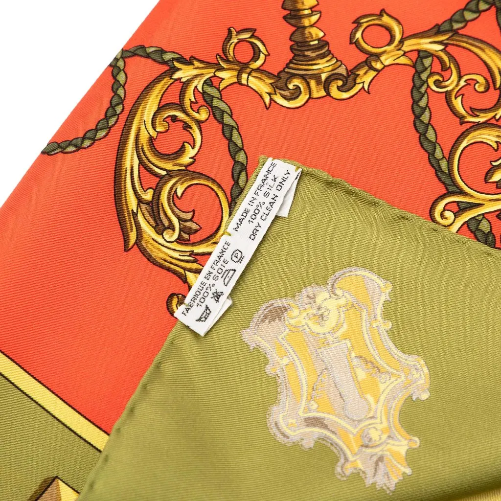 Hermès Les Cles Silk Scarf 90 Orange Very good - Back View