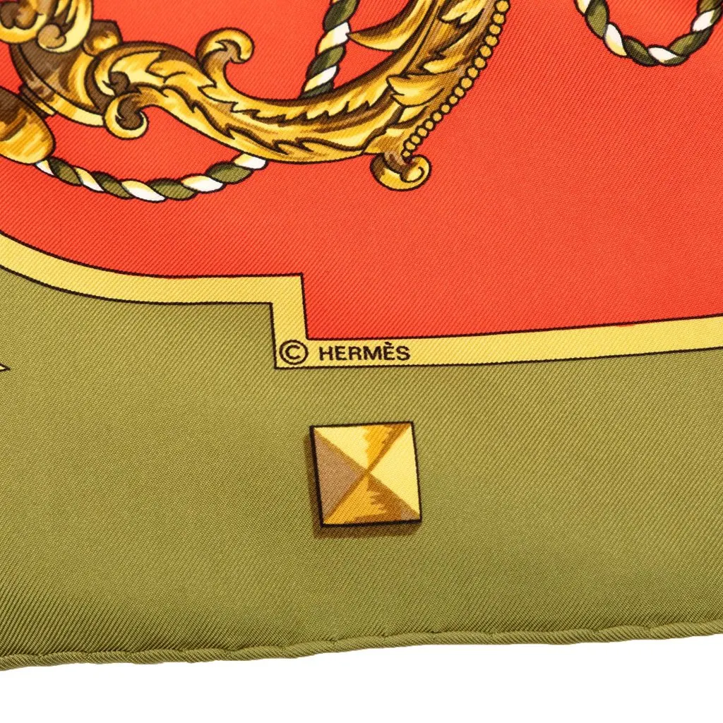 Hermès Les Cles Silk Scarf 90 Orange Very good - Box View