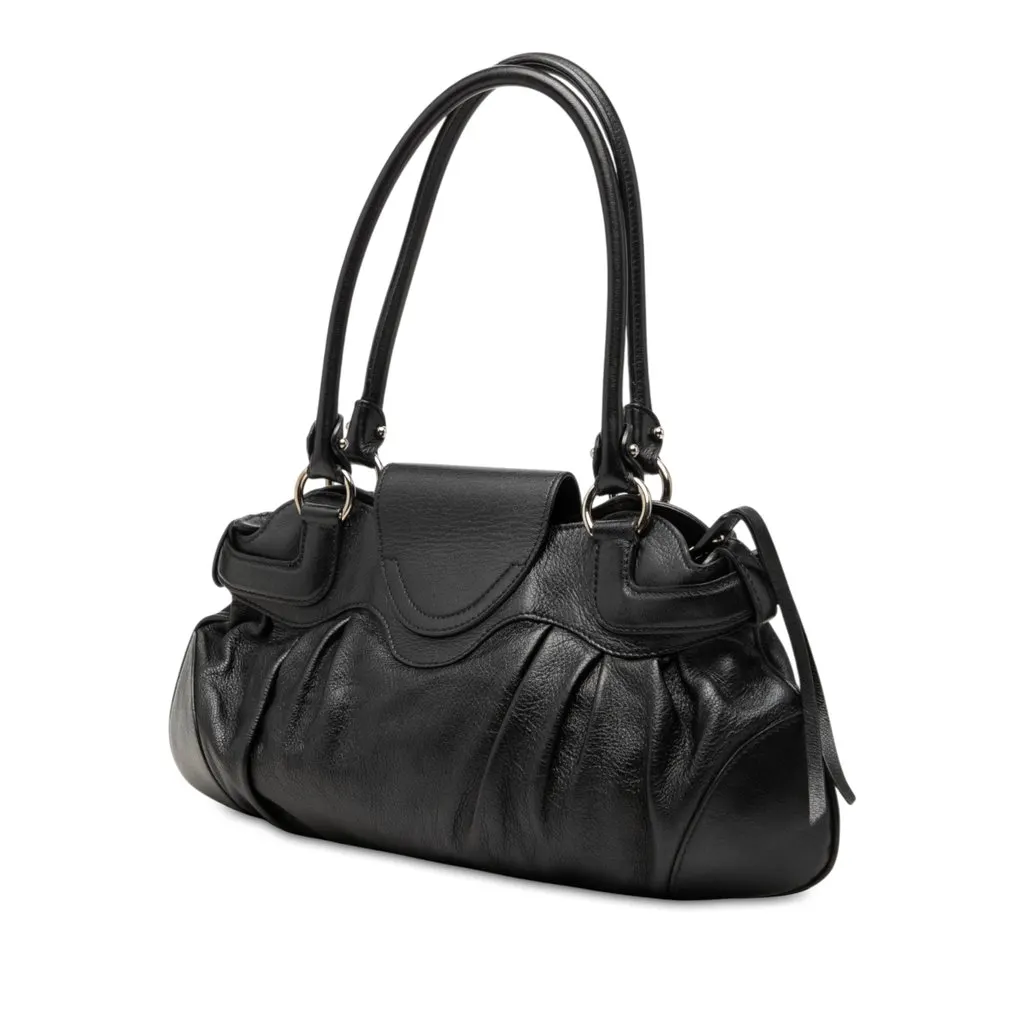Salvatore Ferragamo Leather Gancini Marisa Shoulder Bag Black Leather Very good - Back View