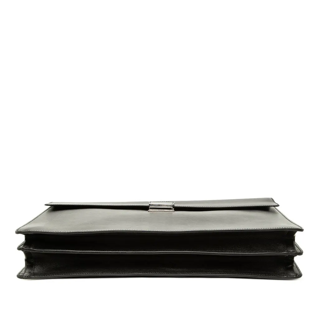 Prada Saffiano Briefcase Black Leather Good - Inside View