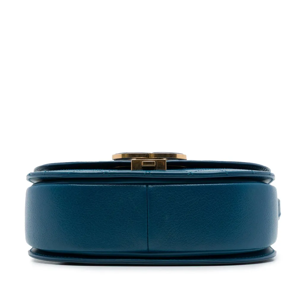 Chanel Small Shiny Calfskin and Quilted Goatskin Coco Curve Flap Blue Leather Very good - Inside View