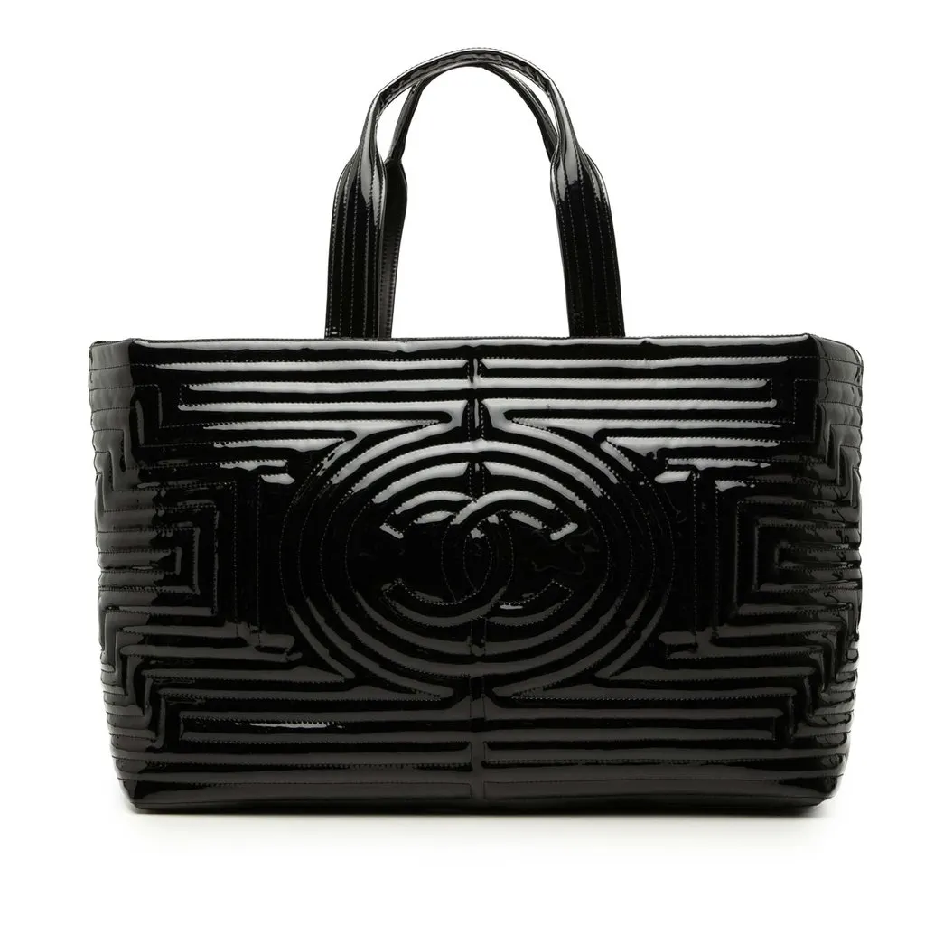 Chanel Vinyl Coco Ming Grand Shopping Tote Black Plastic Very good - Front View