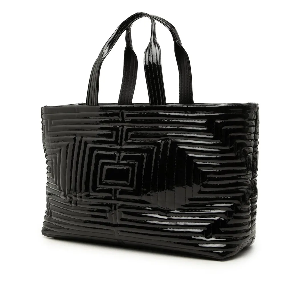 Chanel Vinyl Coco Ming Grand Shopping Tote Black Plastic Very good - Back View