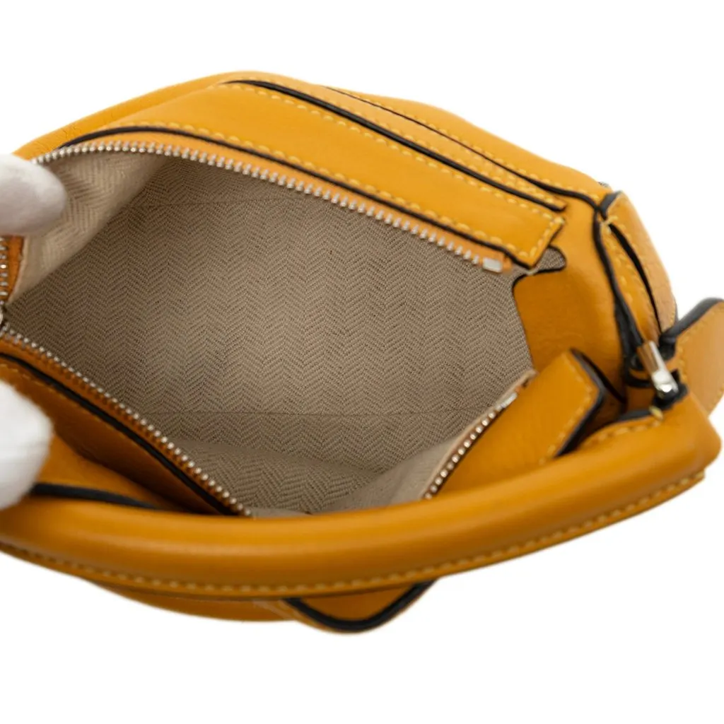 LOEWE Mini Calfskin Puzzle Satchel Yellow Leather Good - Model View