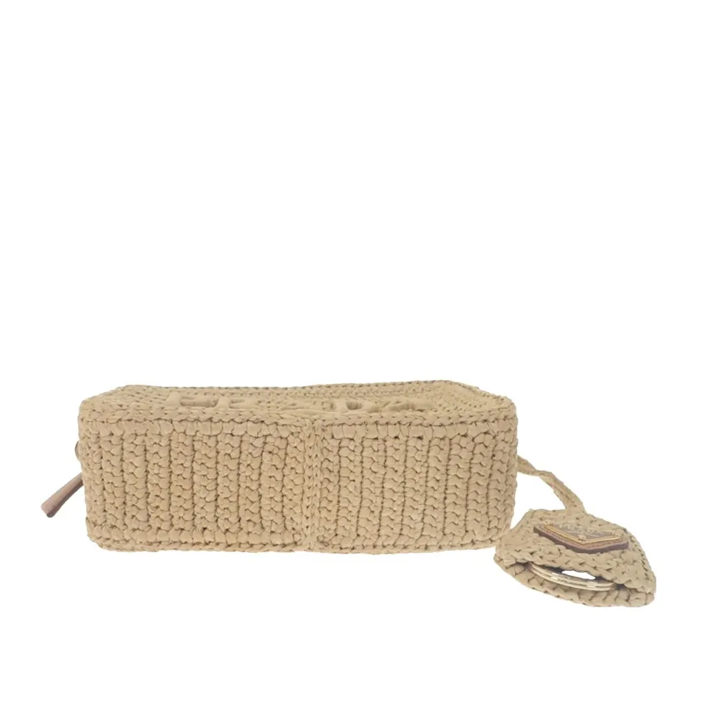 Prada Yarn Effect Raffia Crochet Brique Crossbody Beige Rattan Very good - Inside View