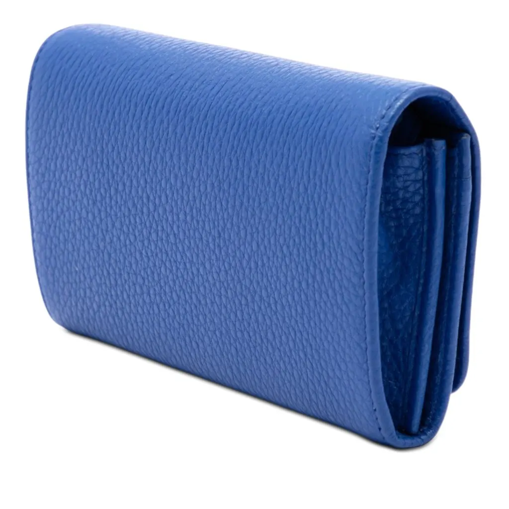 Prada Vitello Daino Wallet on Strap Blue Leather Very good - Back View