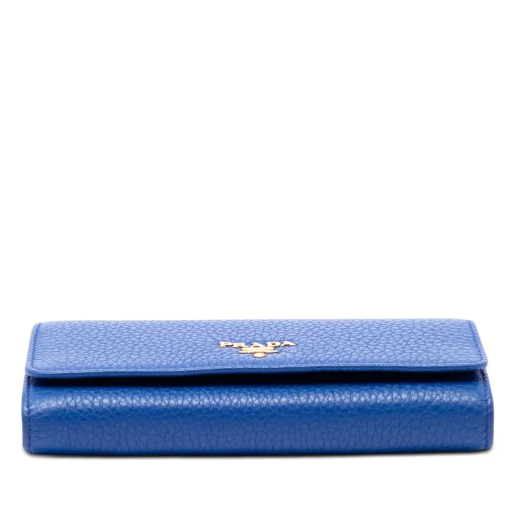 Prada Vitello Daino Wallet on Strap Blue Leather Very good - Inside View