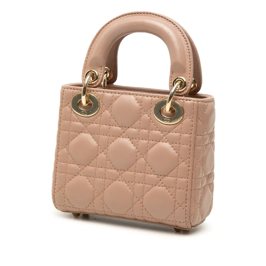 Dior Mini Lambskin Cannage Lady Dior Brown Leather Very good - Back View