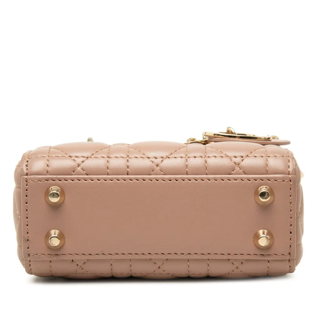 Dior Mini Lambskin Cannage Lady Dior Brown Leather Very good - Inside View