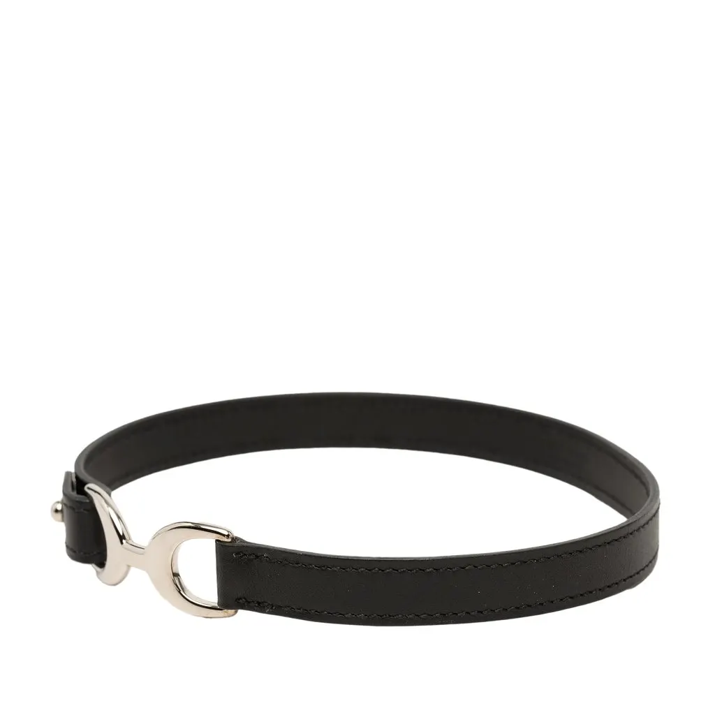 Hermès Swift Palladium Plated Pavane Double Tour Bracelet Black Leather Very good - Back View