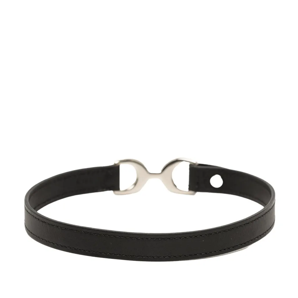 Hermès Swift Palladium Plated Pavane Double Tour Bracelet Black Leather Very good - Inside View