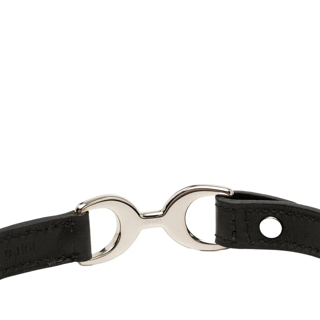 Hermès Swift Palladium Plated Pavane Double Tour Bracelet Black Leather Very good - Model View