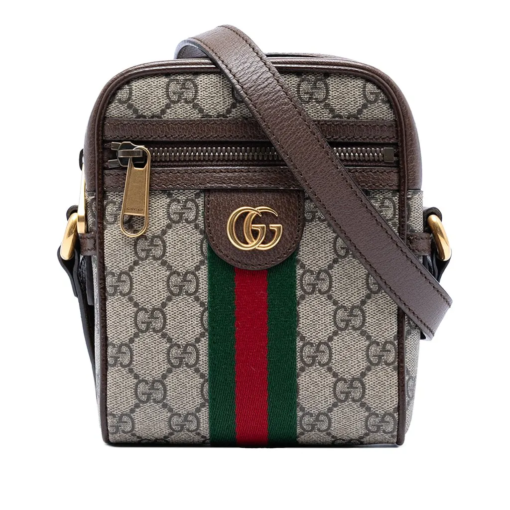 Gucci Mini GG Supreme Web Ophidia Crossbody Beige Very good - Front View