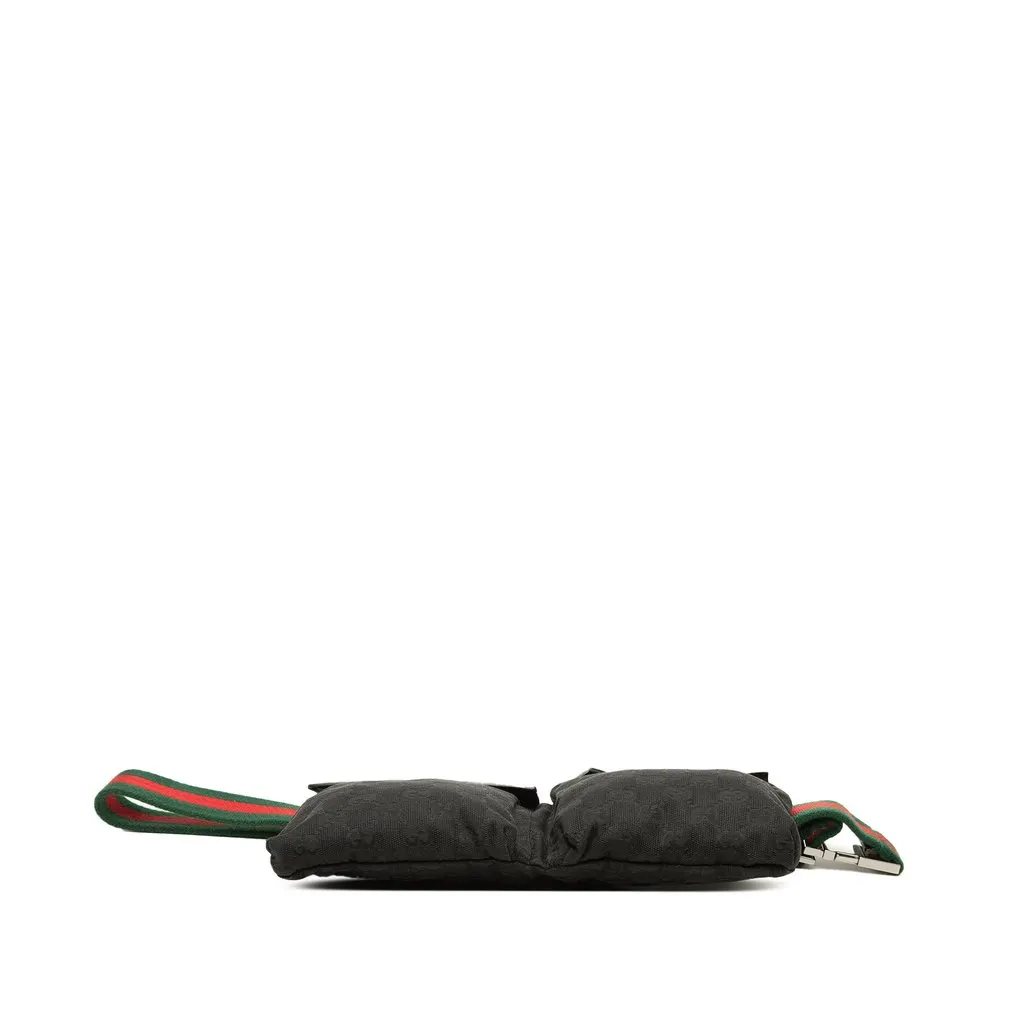 Gucci GG Canvas Web Double Pocket Belt Bag Black Canvas Good - Inside View
