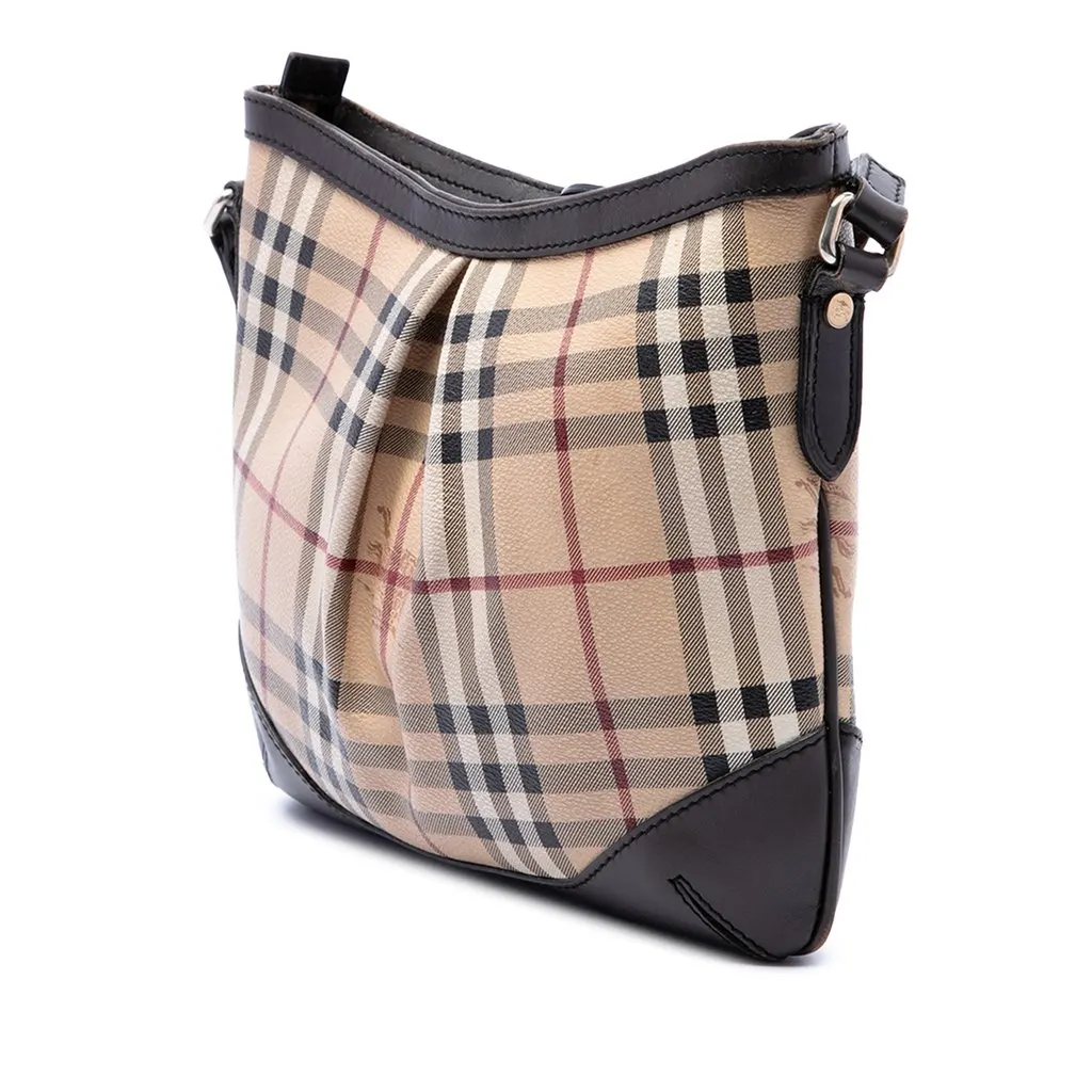 Burberry Medium Haymarket Check Coated Canvas Hartham Crossbody Beige Good - Back View