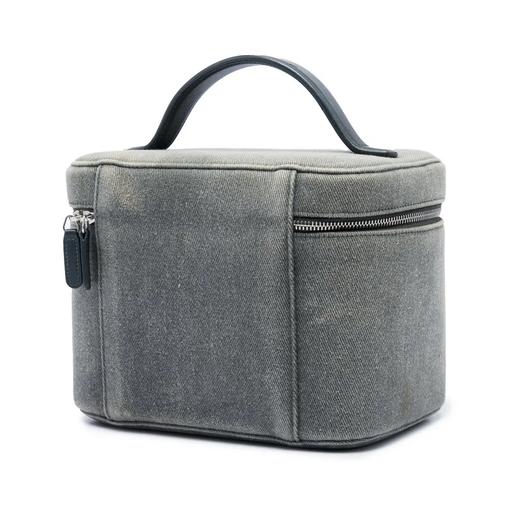 Chanel Denim Sequin Deauville Vanity Bag Grey Denim Good - Back View