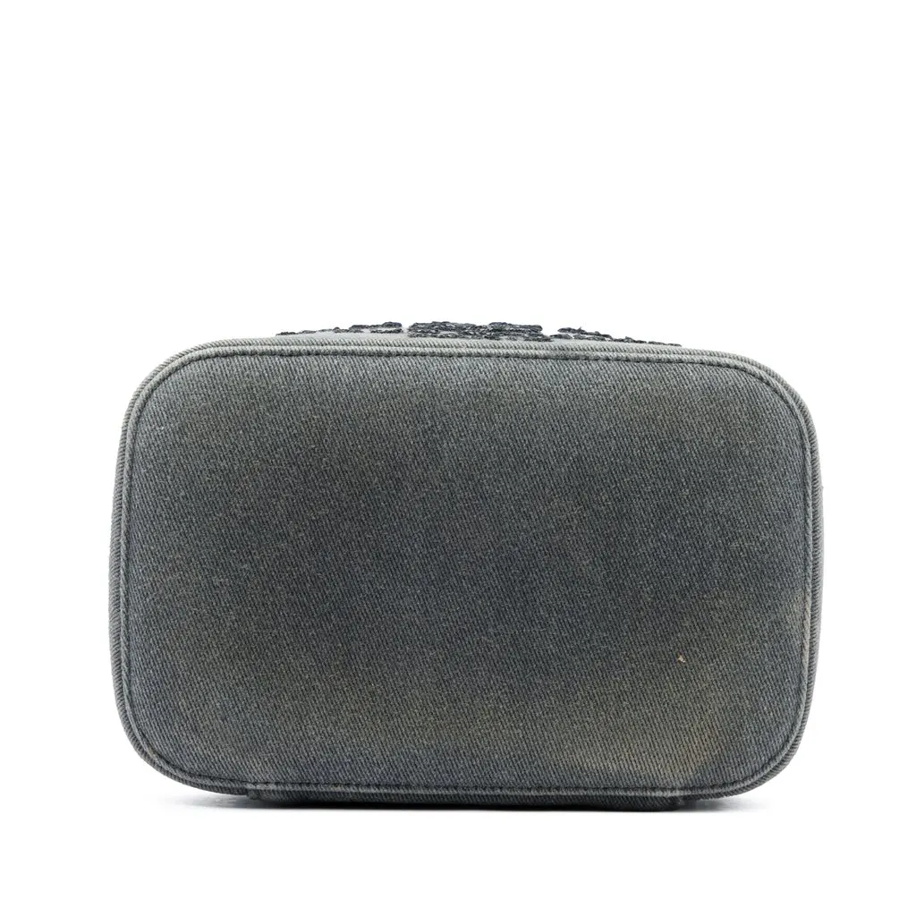 Chanel Denim Sequin Deauville Vanity Bag Grey Denim Good - Inside View