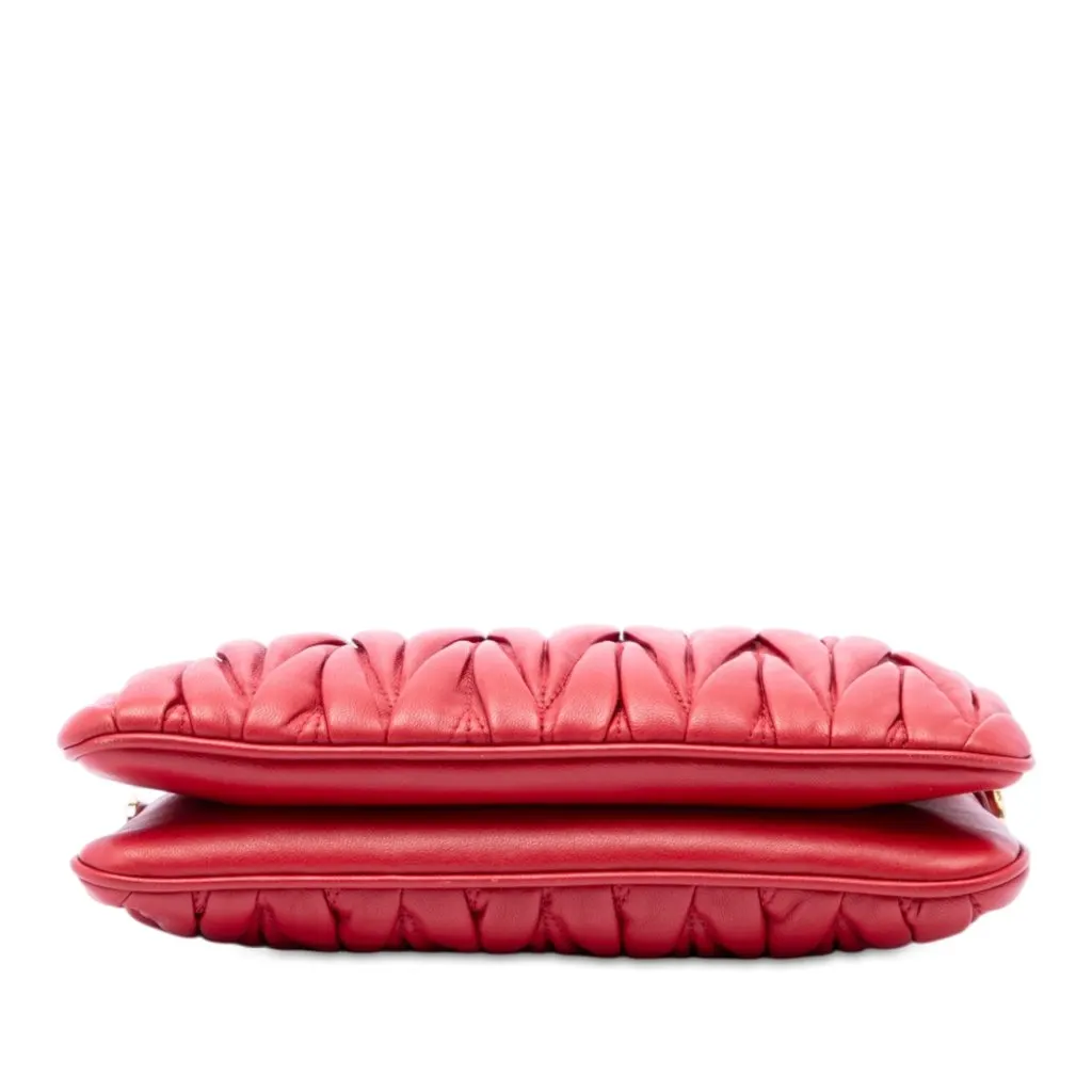 Miu Miu Matelasse Nappa Double Zip Crossbody Red Leather Very good - Inside View