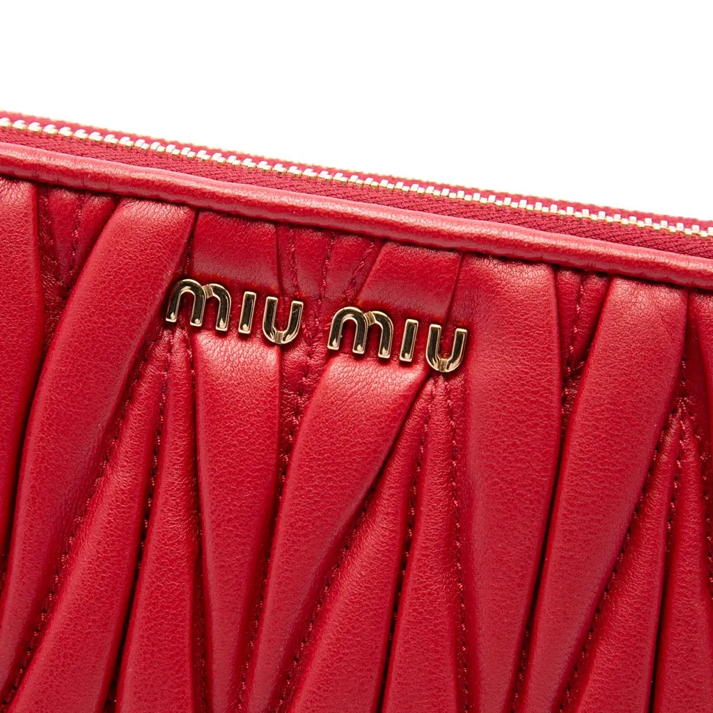 Miu Miu Matelasse Nappa Double Zip Crossbody Red Leather Very good - Box View