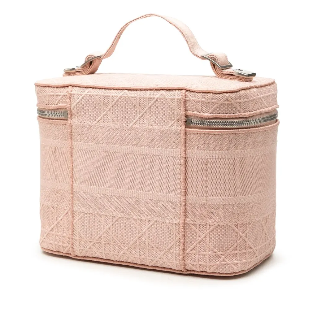 Dior Diortravel Canvas Cannage D Lite Vanity Case Pink Very good - Back View