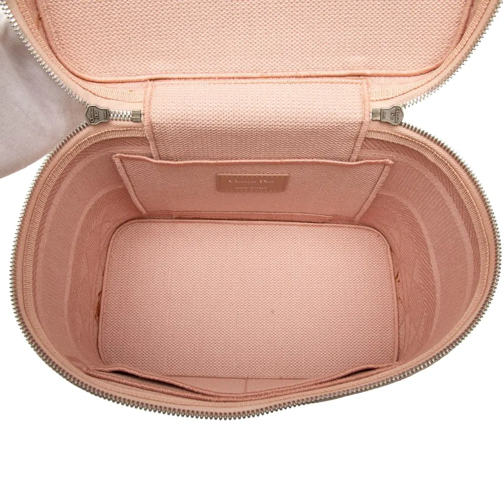 Dior Diortravel Canvas Cannage D Lite Vanity Case Pink Very good - Model View