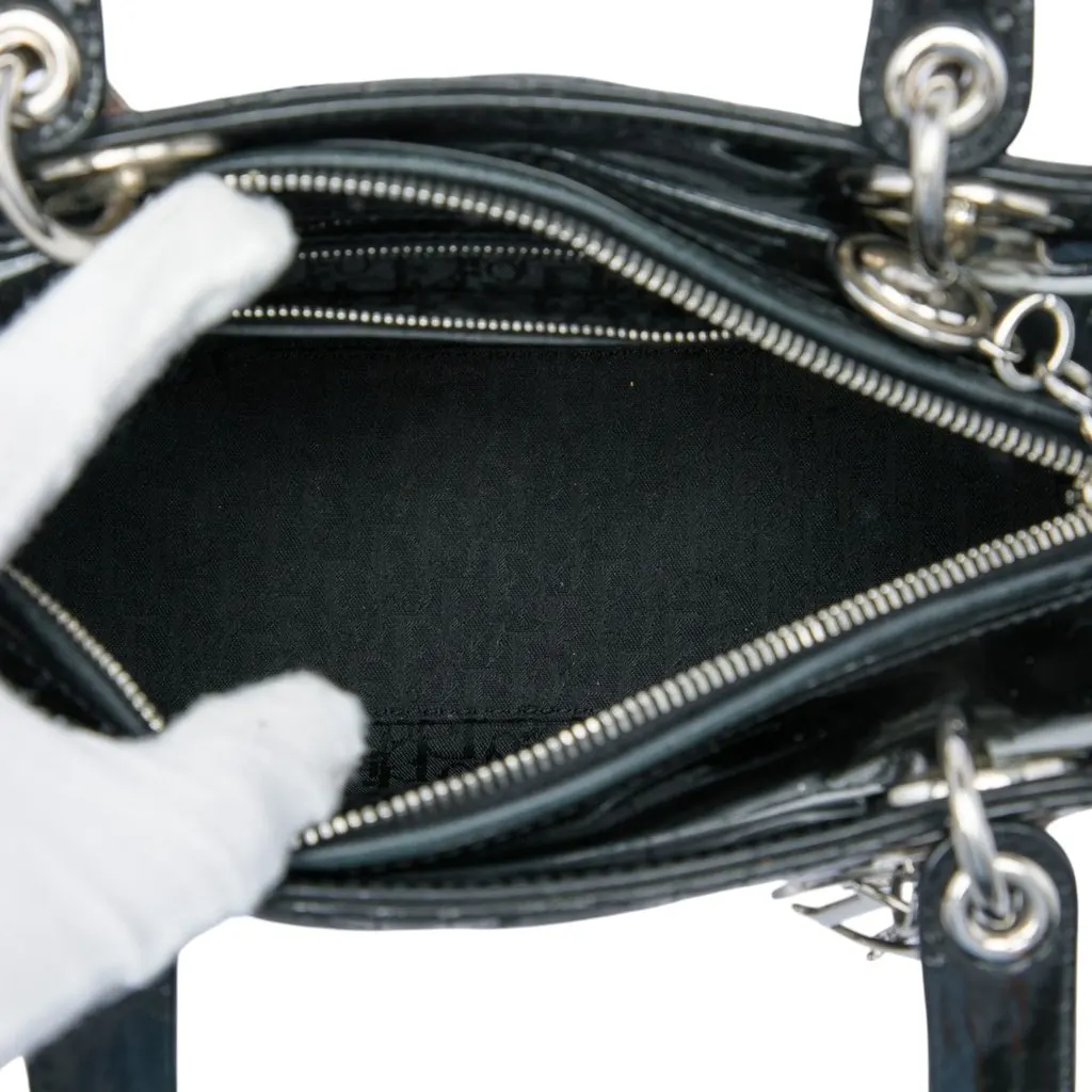 Dior Medium Patent Cannage Lady Dior Black Leather Very good - Model View