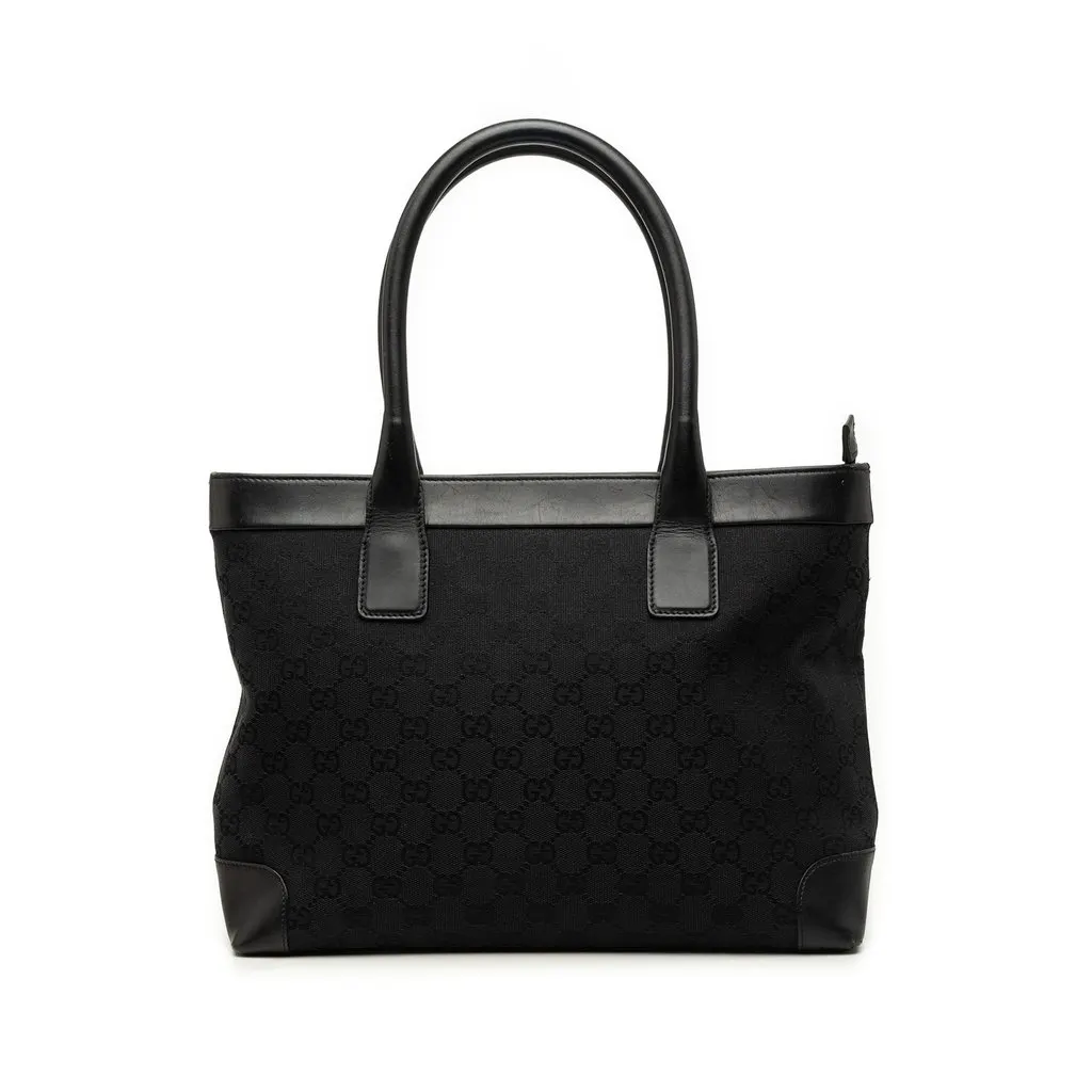 Gucci GG Canvas Tote Black Canvas Good - Front View