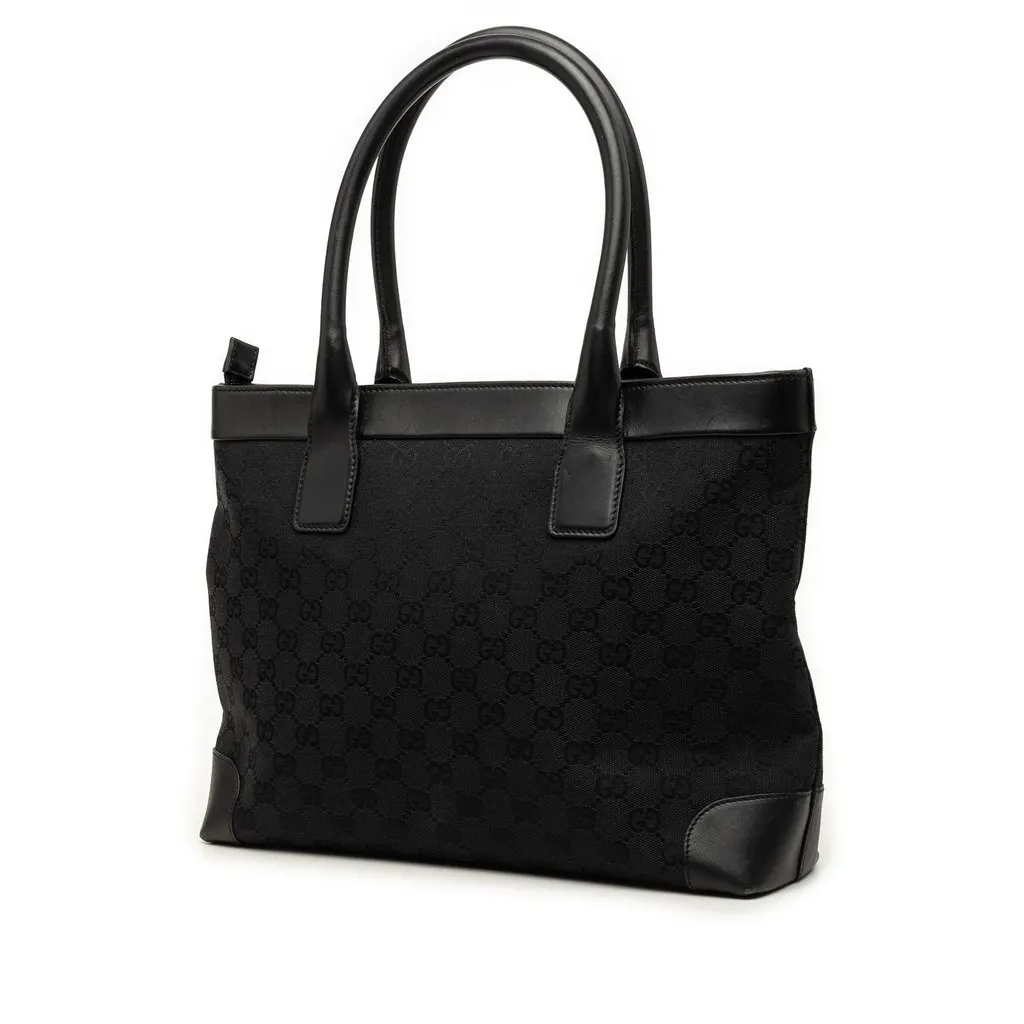 Gucci GG Canvas Tote Black Canvas Good - Back View