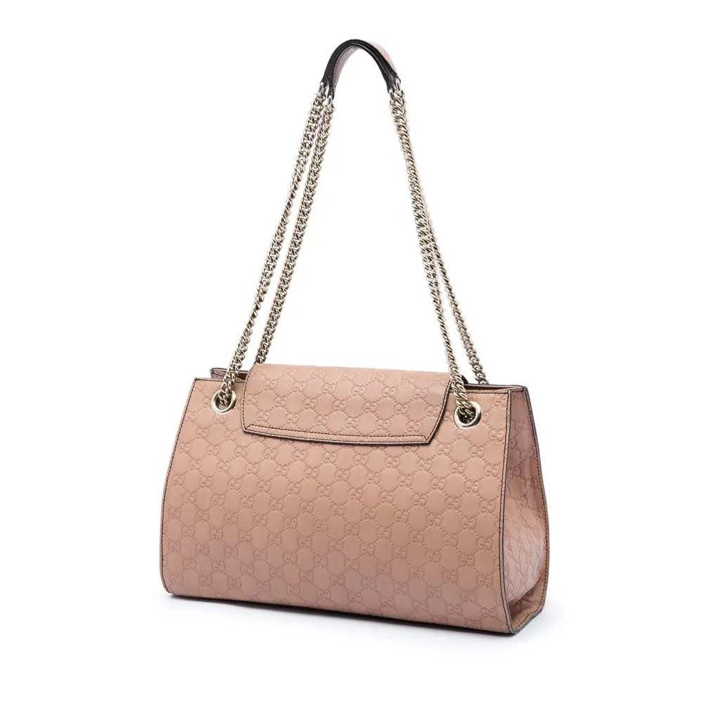 Gucci Large Guccissima Emily Shoulder Bag Brown Leather Very good - Back View