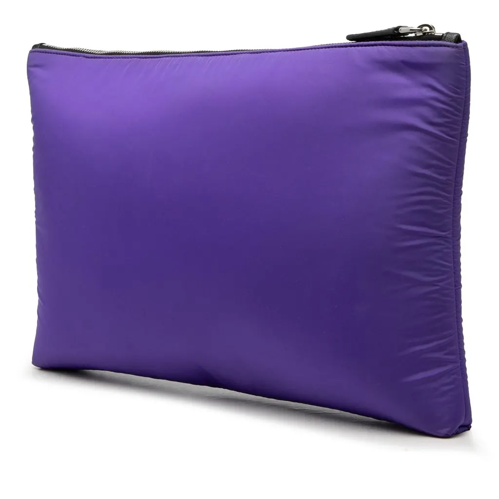 Prada Tessuto Padded Zip Clutch Purple Very good - Back View