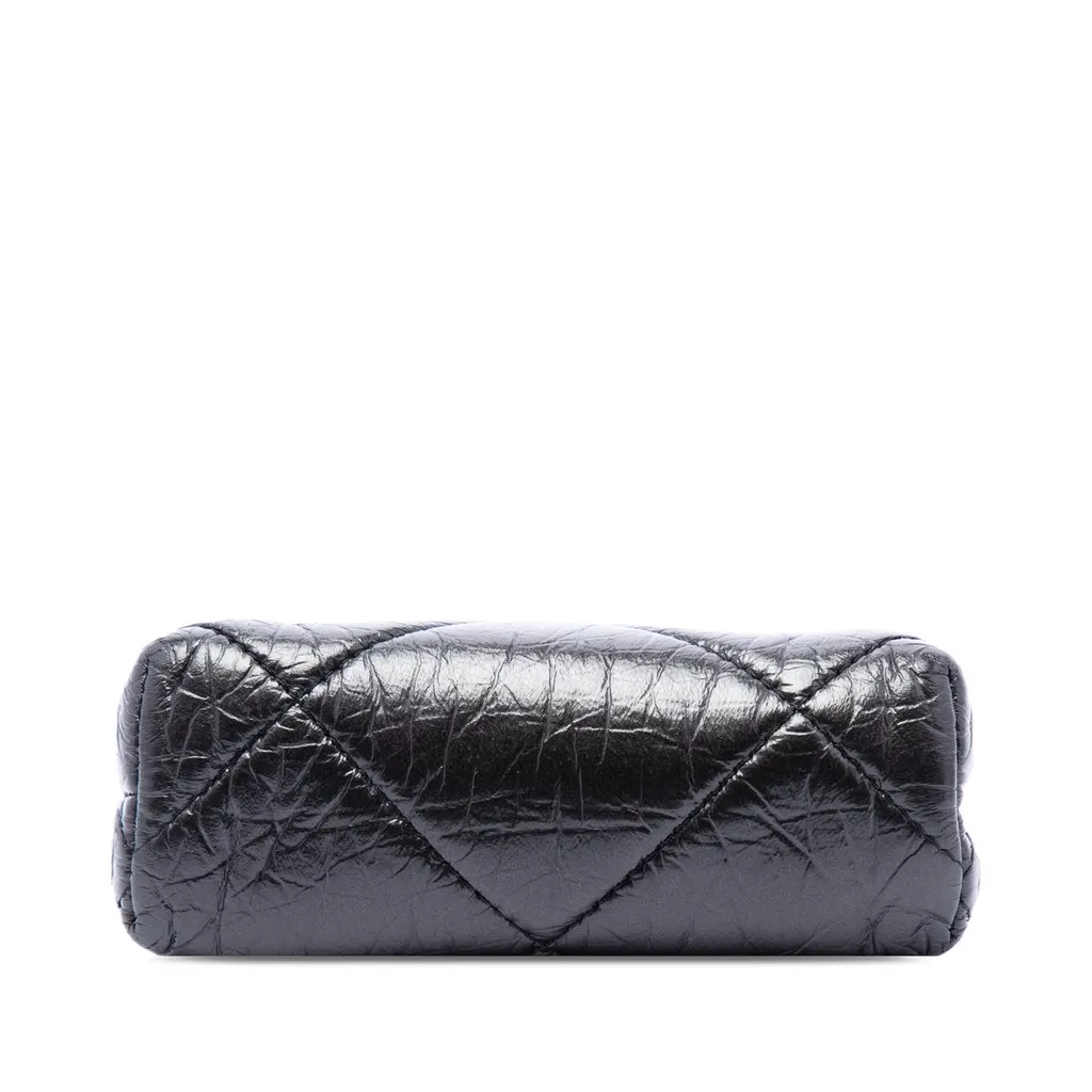 Chanel Quilted Aged Lambskin Kiss Lock Clutch with Chain Black Leather Very good - Inside View