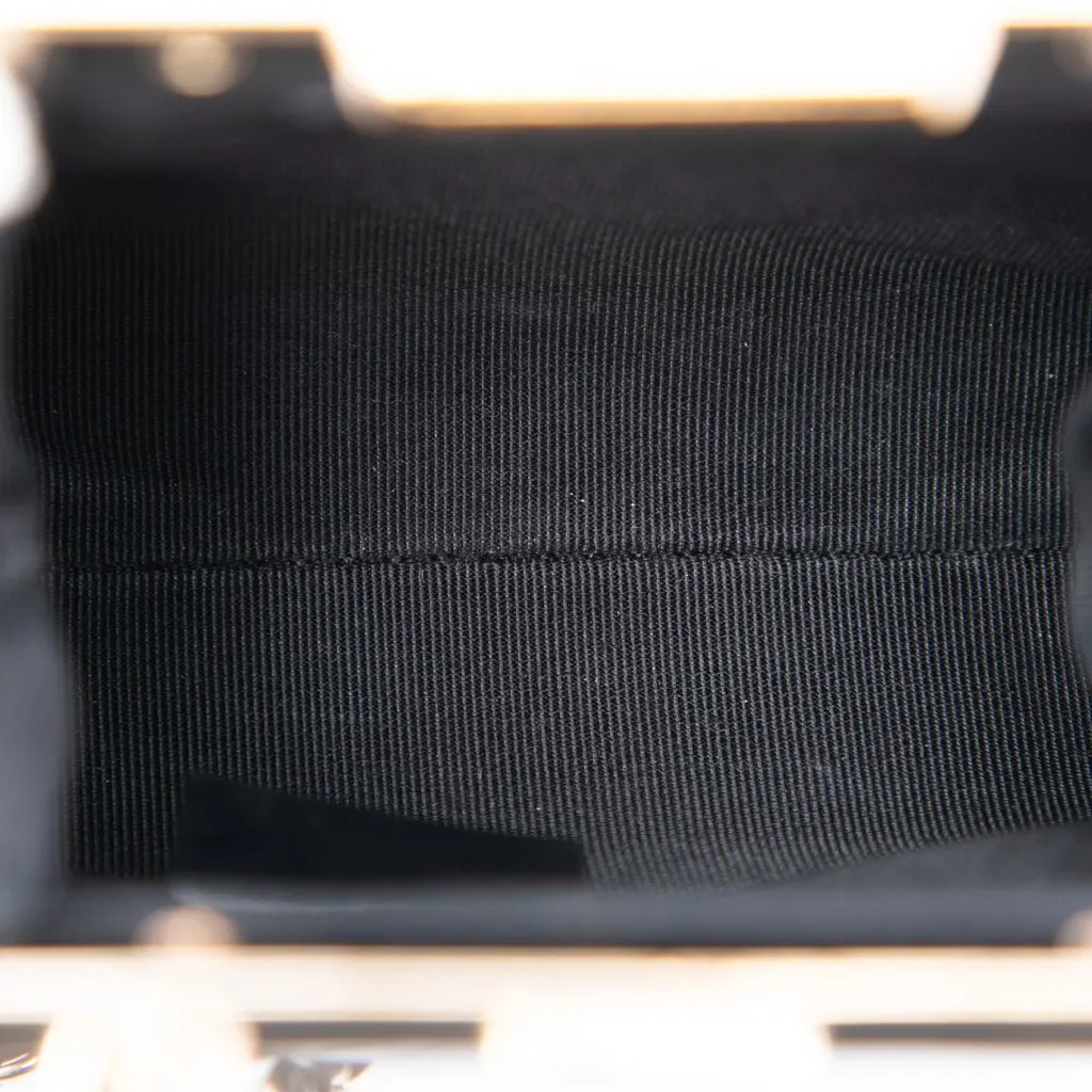 Chanel Quilted Aged Lambskin Kiss Lock Clutch with Chain Black Leather Very good - Model View