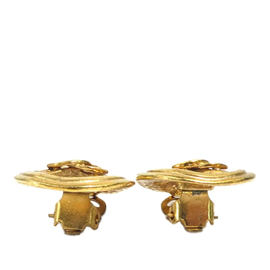 Chanel CC Gold Plated Teardrop Clip On Earrings Gold Metal Very good - Inside View