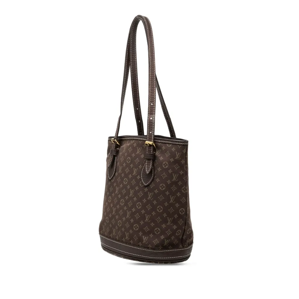 Louis Vuitton Monogram Mini Lin Bucket PM Brown Very good - Back View