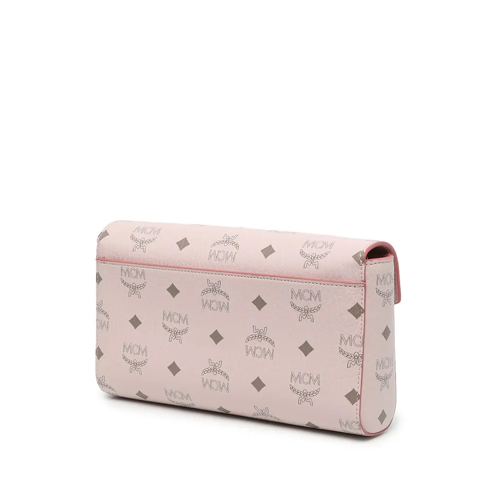 MCM Visetos Coated Canvas Millie Flap Crossbody Pink Canvas Very good - Back View