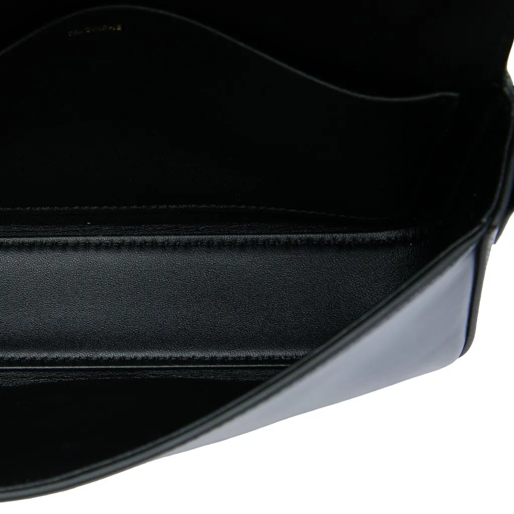 Celine Shiny Calfskin Triomphe Claude Shoulder Bag Black Leather Very good - Model View