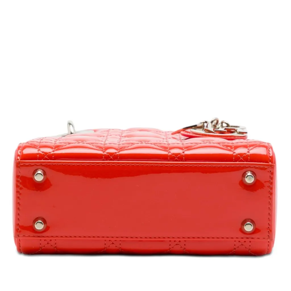 Dior Mini Patent Cannage Lady Dior Orange Leather Very good - Inside View