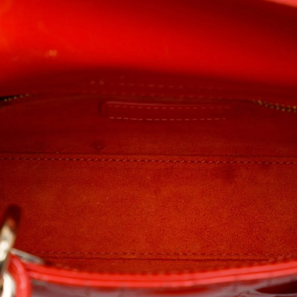 Dior Mini Patent Cannage Lady Dior Orange Leather Very good - Model View