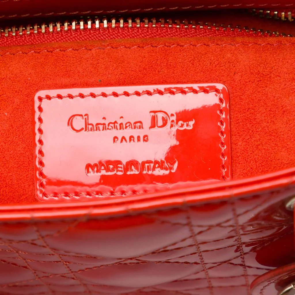 Dior Mini Patent Cannage Lady Dior Orange Leather Very good - Box View