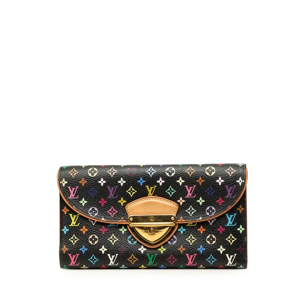 Louis Vuitton Takashi Murakami Monogram Multicolore Eugenie Wallet Black Canvas Very good - Front View