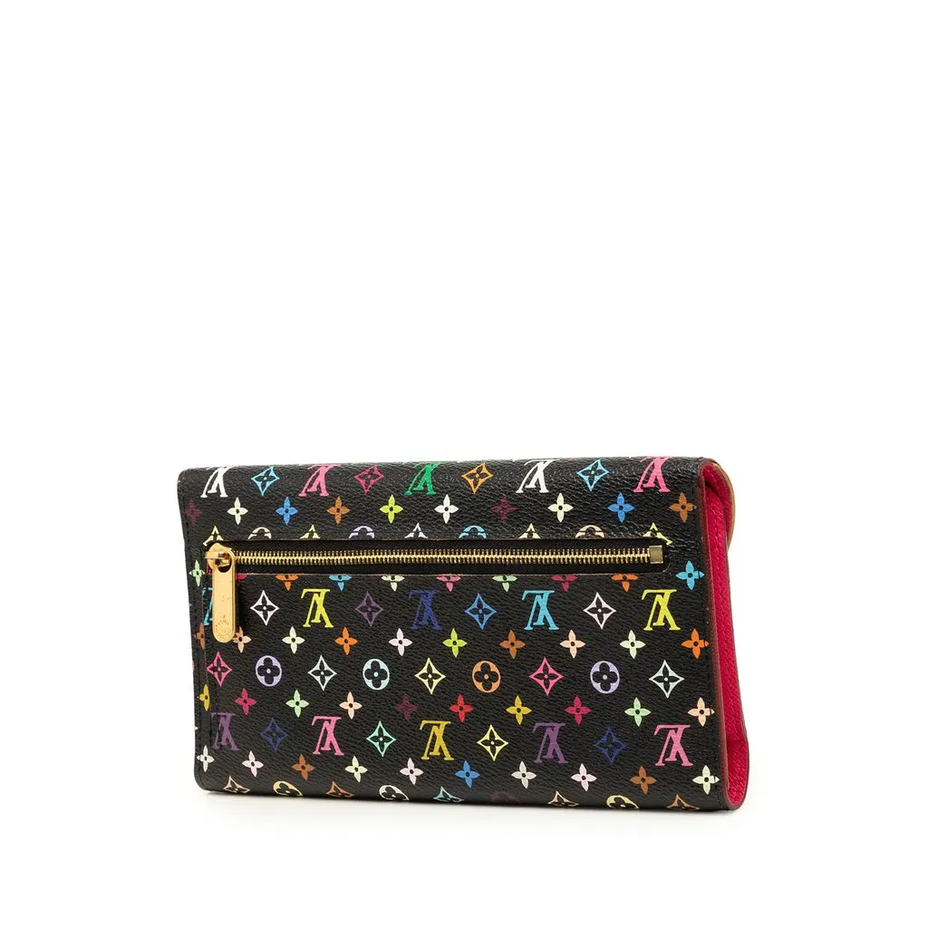 Louis Vuitton Takashi Murakami Monogram Multicolore Eugenie Wallet Black Canvas Very good - Back View