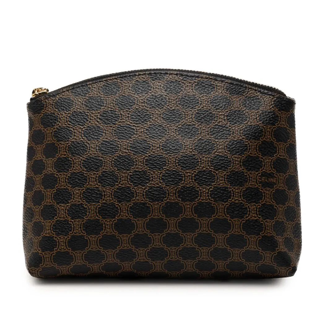 Celine Macadam Coated Canvas Pouch Black Canvas Good - Front View