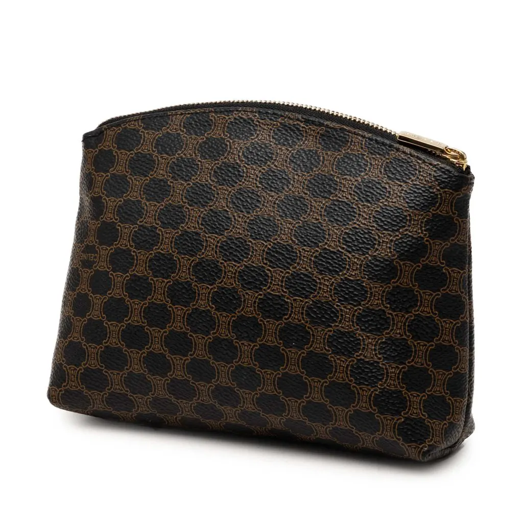 Celine Macadam Coated Canvas Pouch Black Canvas Good - Back View