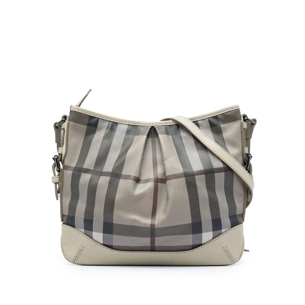 Burberry Smoke Check Coated Canvas Hartham Crossbody Beige Very good - Front View